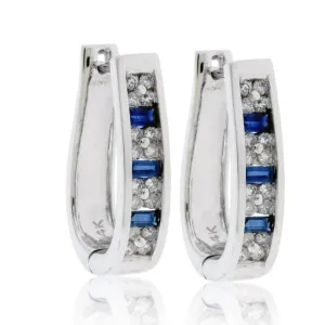 Diamond & Sapphire Hoop Earrings