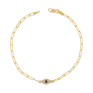Diamond Evil Eye Paper Clip Bracelet