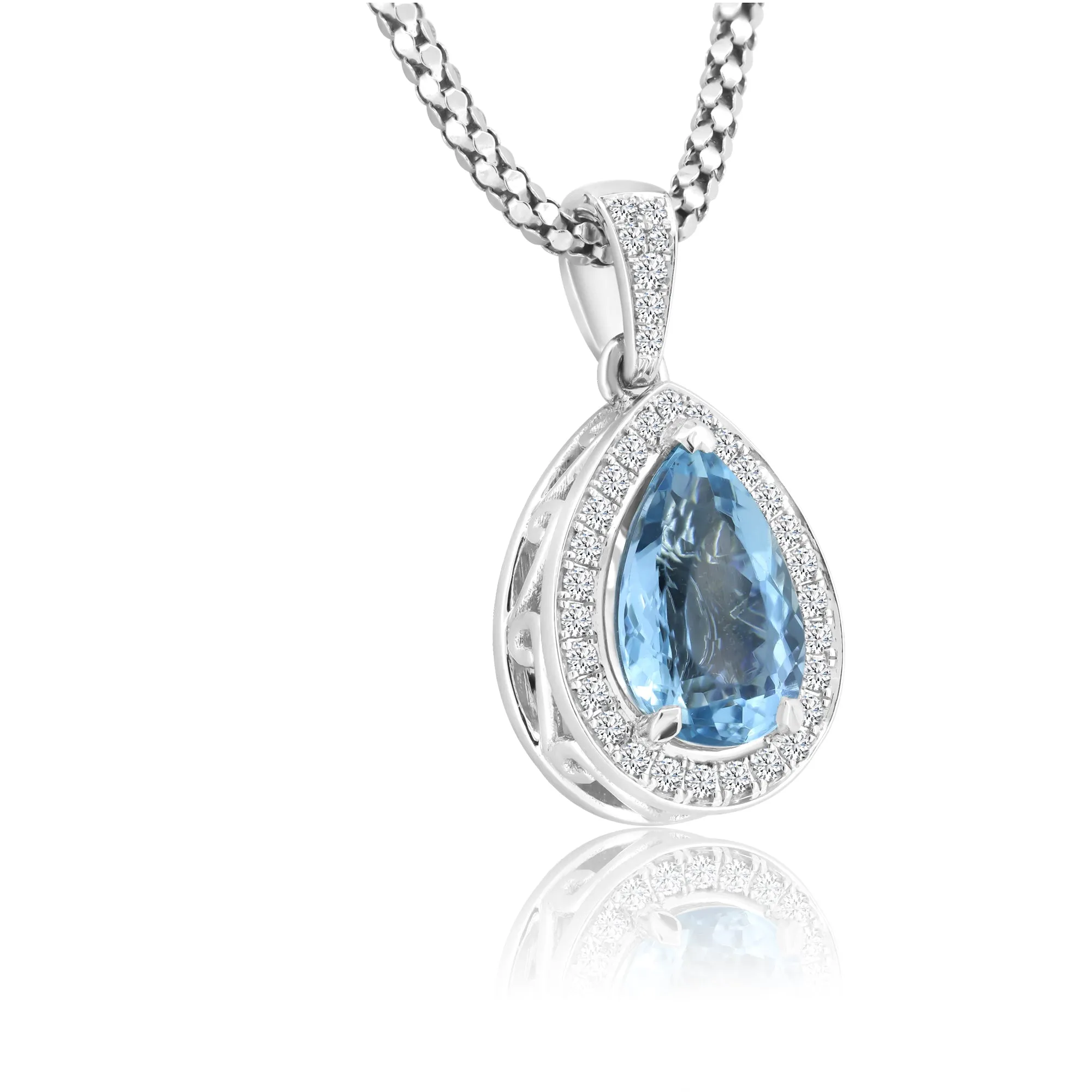Diamond Necklace With Aquamarine
