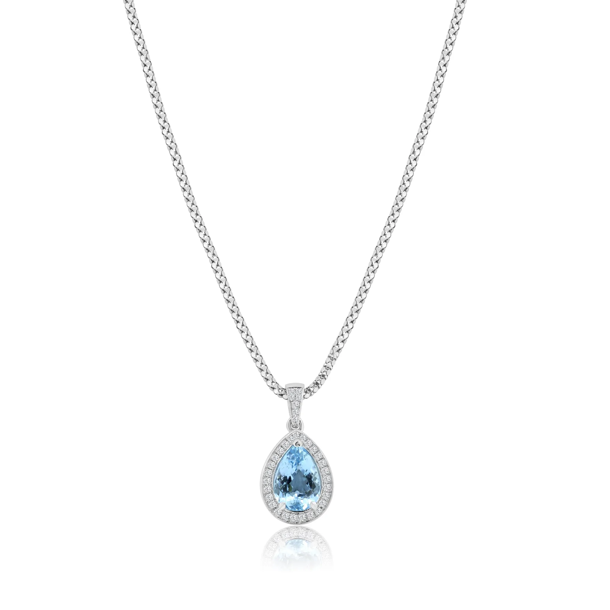 Diamond Necklace With Aquamarine