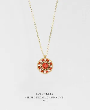 EDEN   ELIE Striped Medallion necklace - Coral