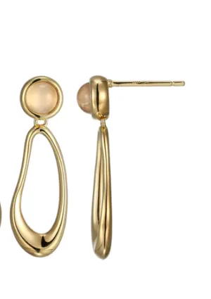 ELLE Gold Plated "Satellite" Moonstone Dangle Drop Earrings (SI5148)