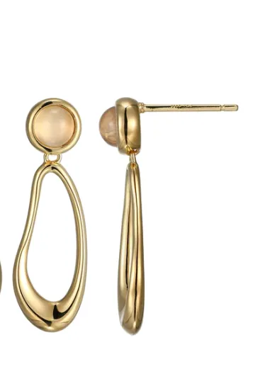 ELLE Gold Plated "Satellite" Moonstone Dangle Drop Earrings (SI5148)