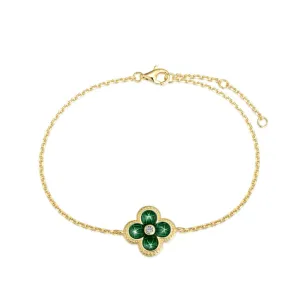 Emerald Green Four Leaf Clover Bracelet