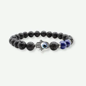 Evil Eye Lava Stone Beans Gemstone Bracelet | Jovivi