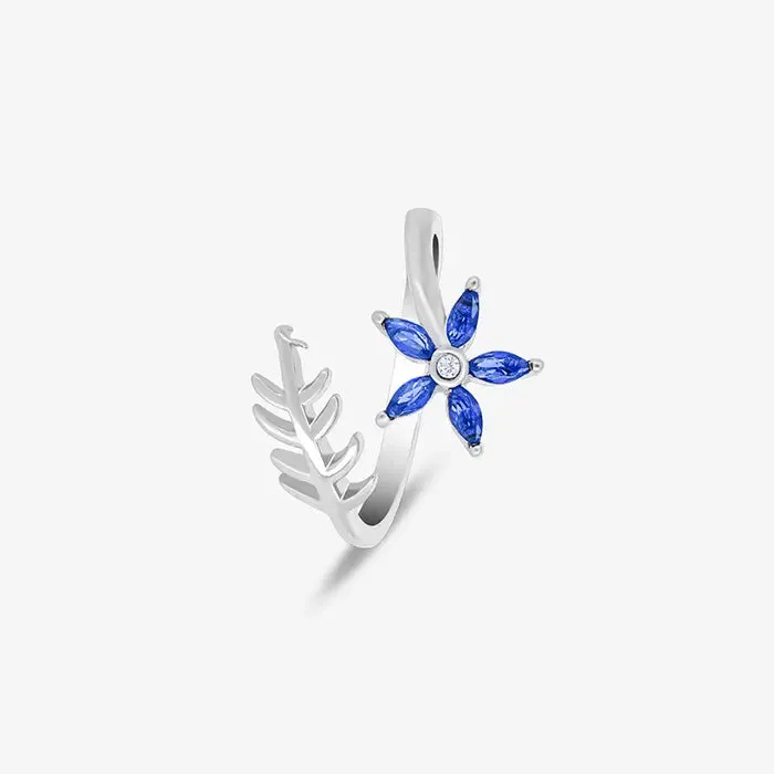 Floral Blue Stone Toe Rings