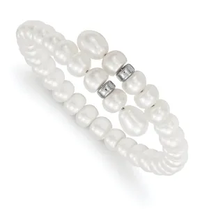 Fresh Water Button Rice Pearl Flexible Bracelet