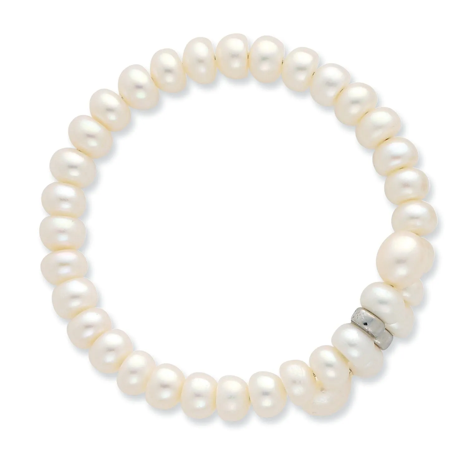 Fresh Water Button Rice Pearl Flexible Bracelet
