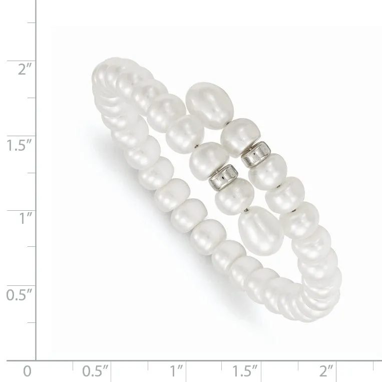 Fresh Water Button Rice Pearl Flexible Bracelet