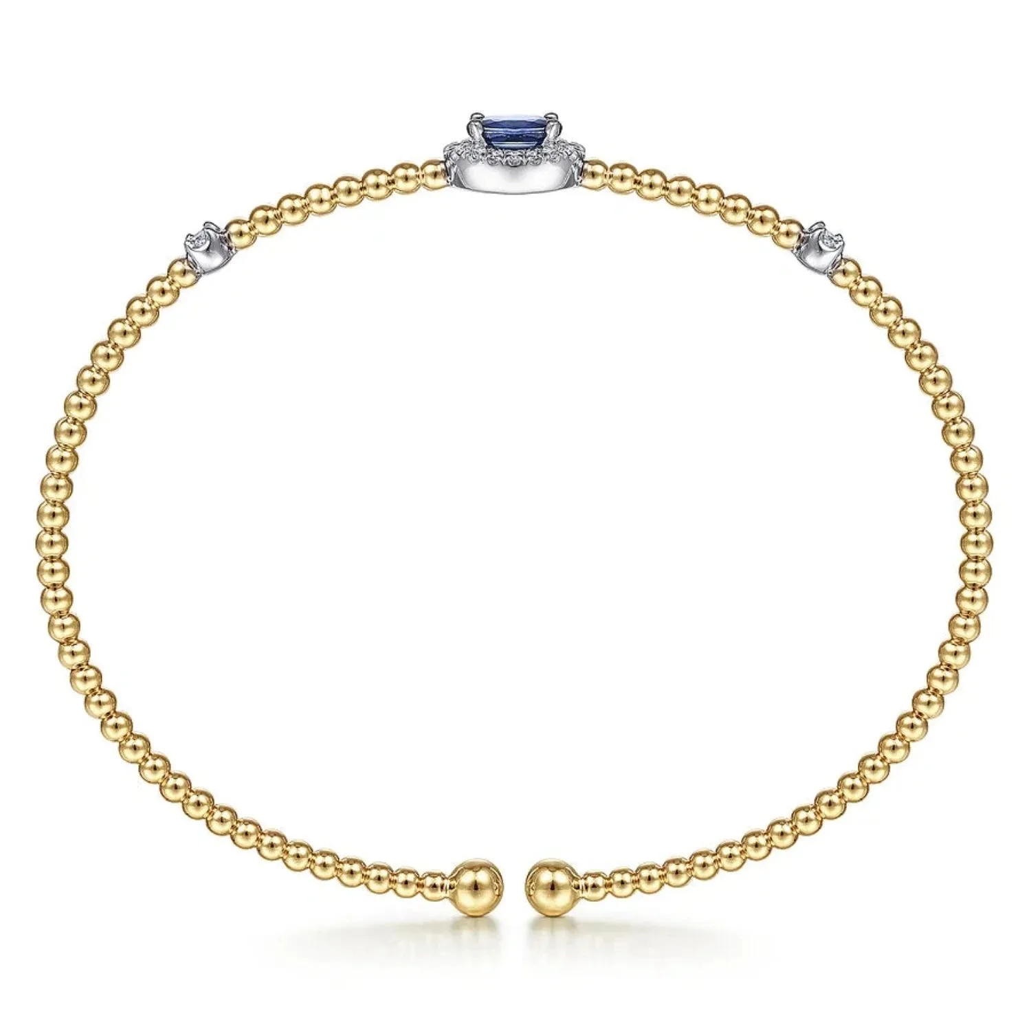 Gabriel & Co. Bujukan Bead Cuff Diamond Halo Sapphire Bracelet