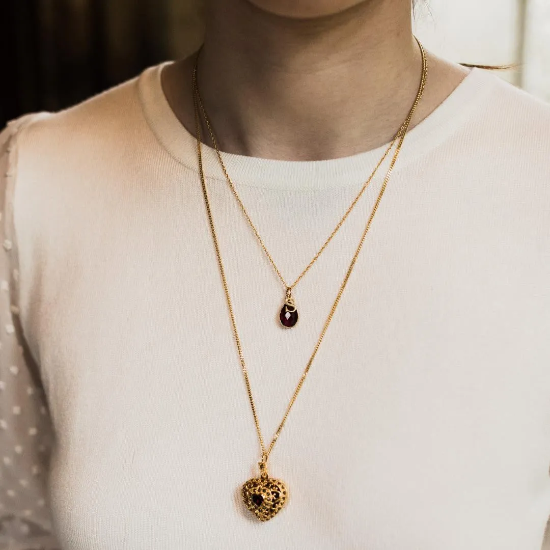 Garnet Charm Necklace | Rose Gold | January