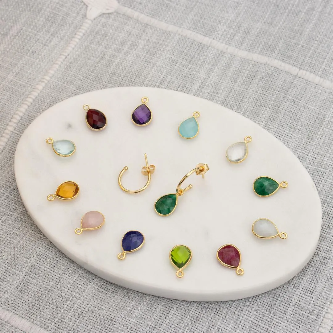 Garnet Drop Hoop Earrings | Rose Gold - January