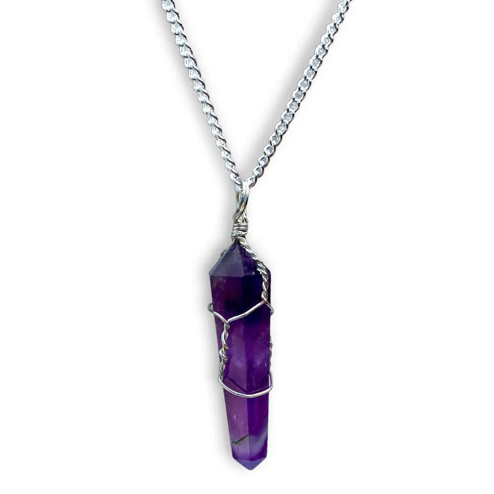 Gemstone Double Point Pendant Necklace