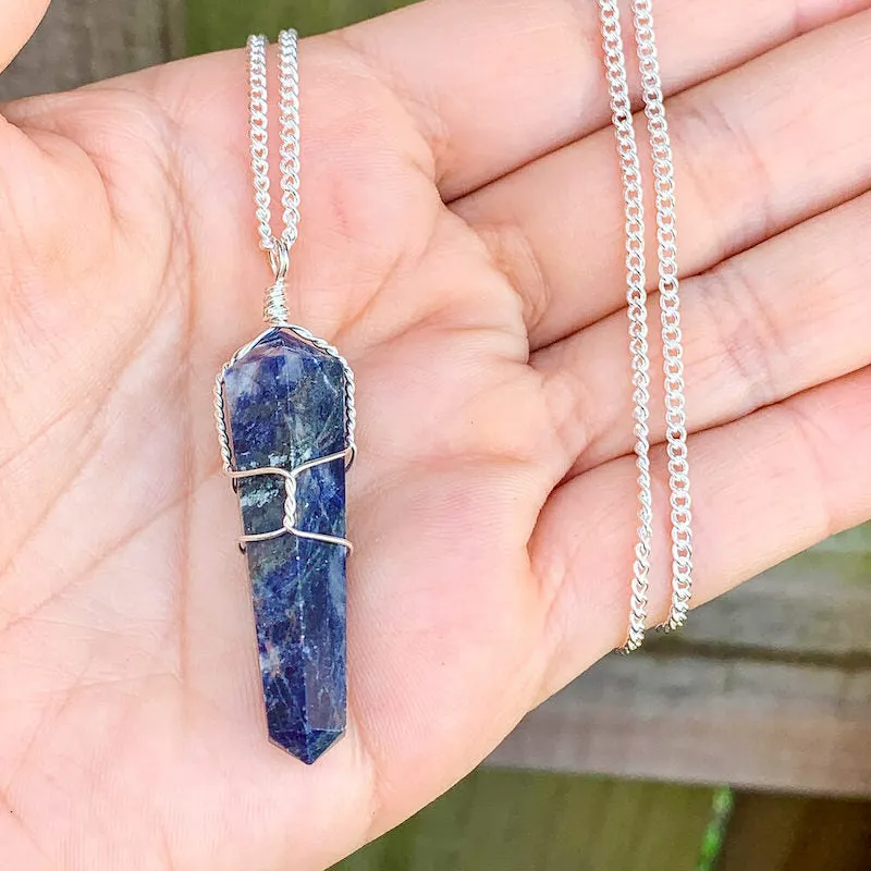 Gemstone Double Point Pendant Necklace