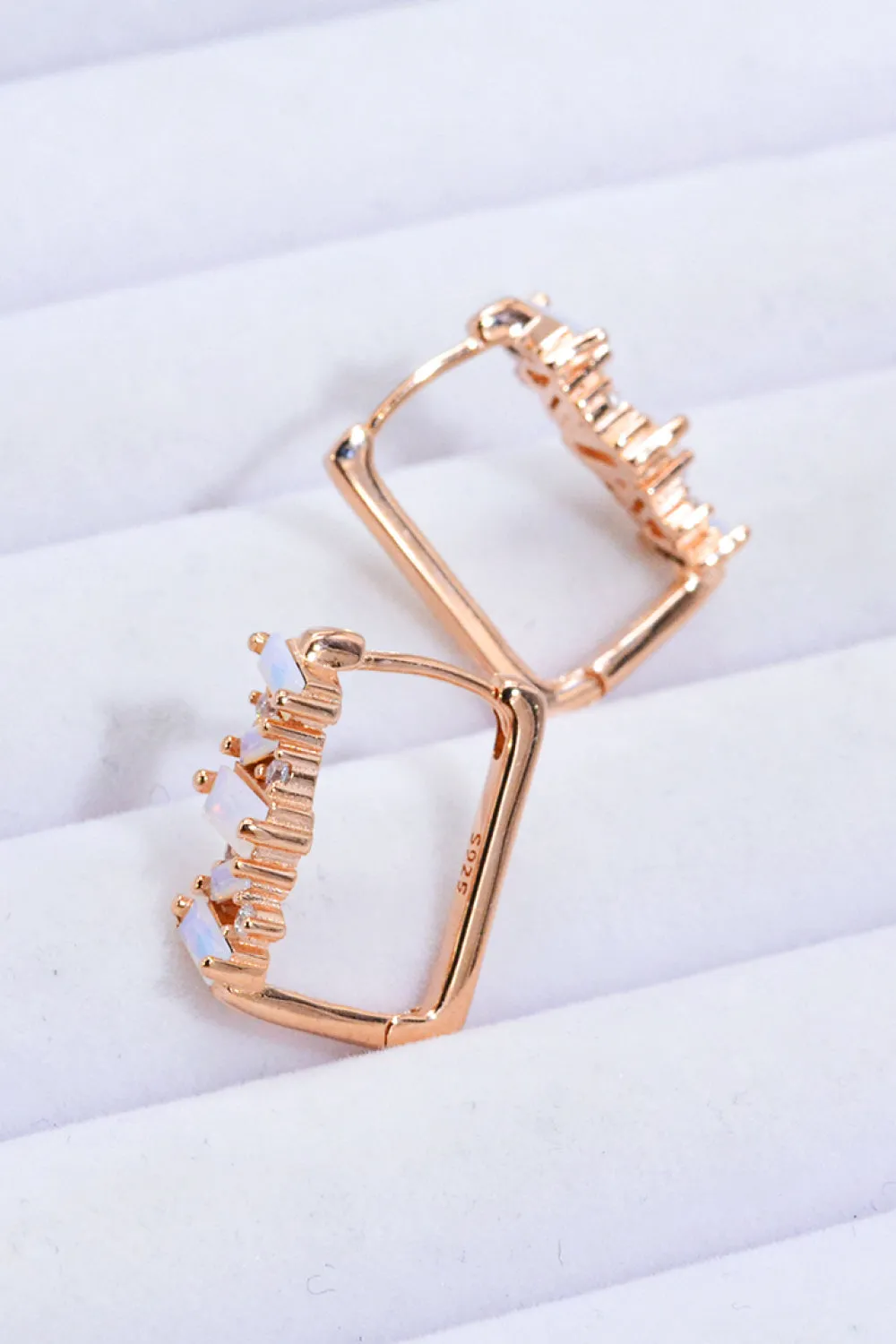Geometric Rectangle Natural Moonstone Earrings