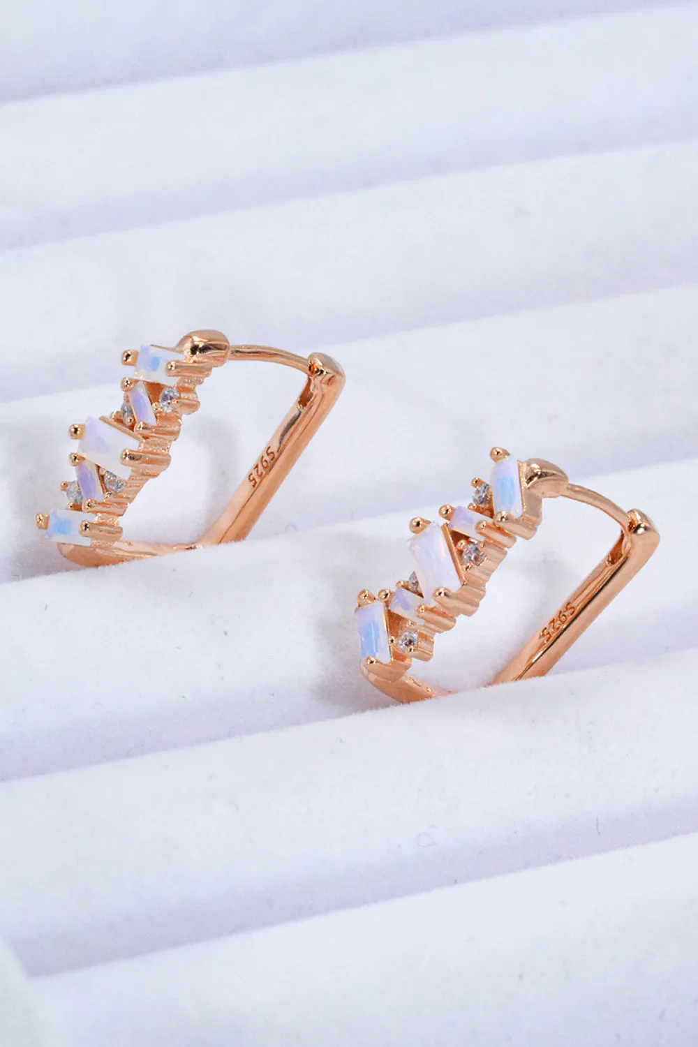 Geometric Rectangle Natural Moonstone Earrings