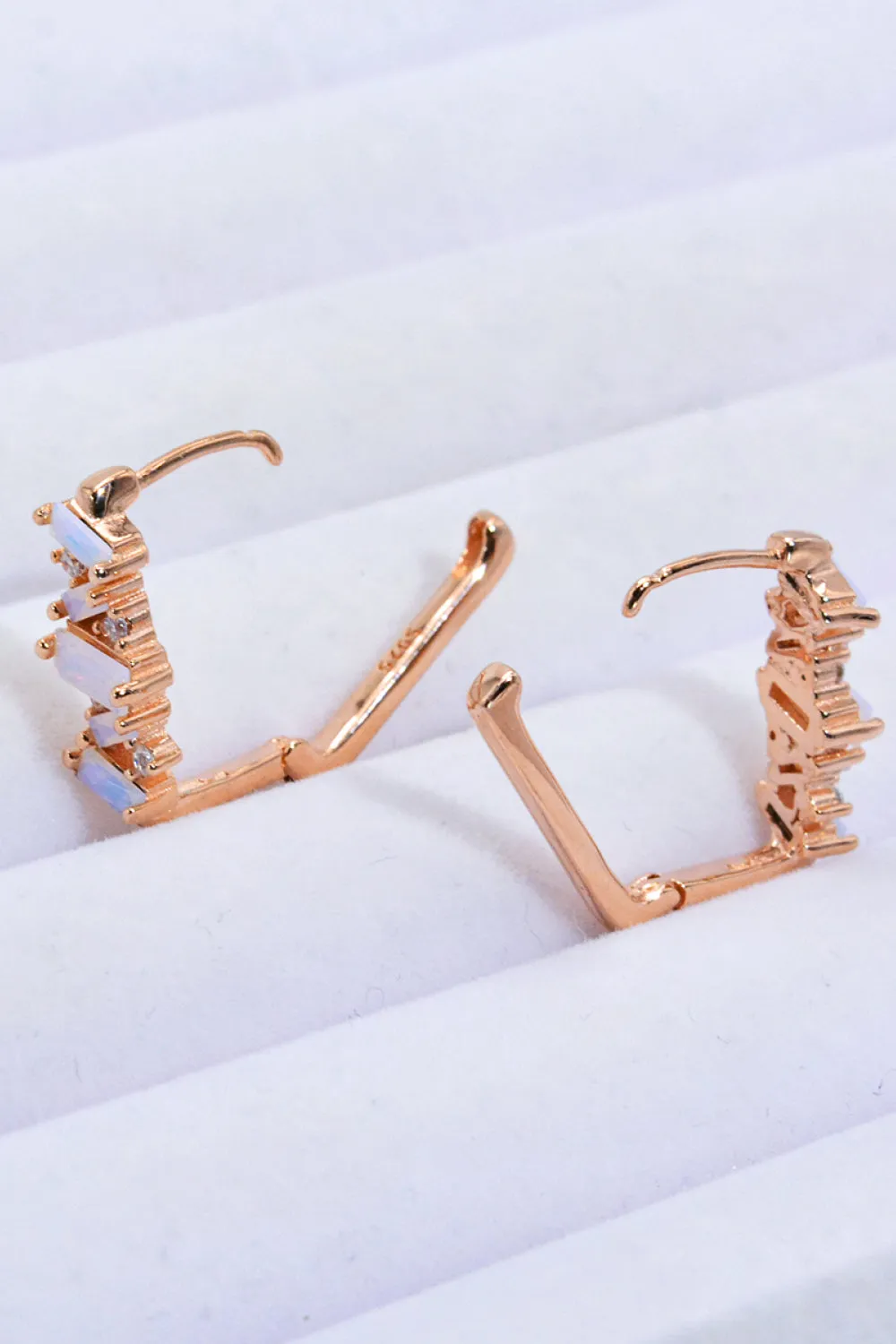 Geometric Rectangle Natural Moonstone Earrings