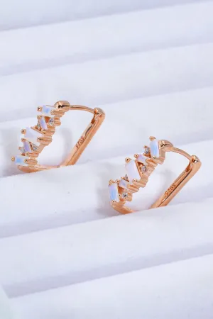 Geometric Rectangle Natural Moonstone Earrings