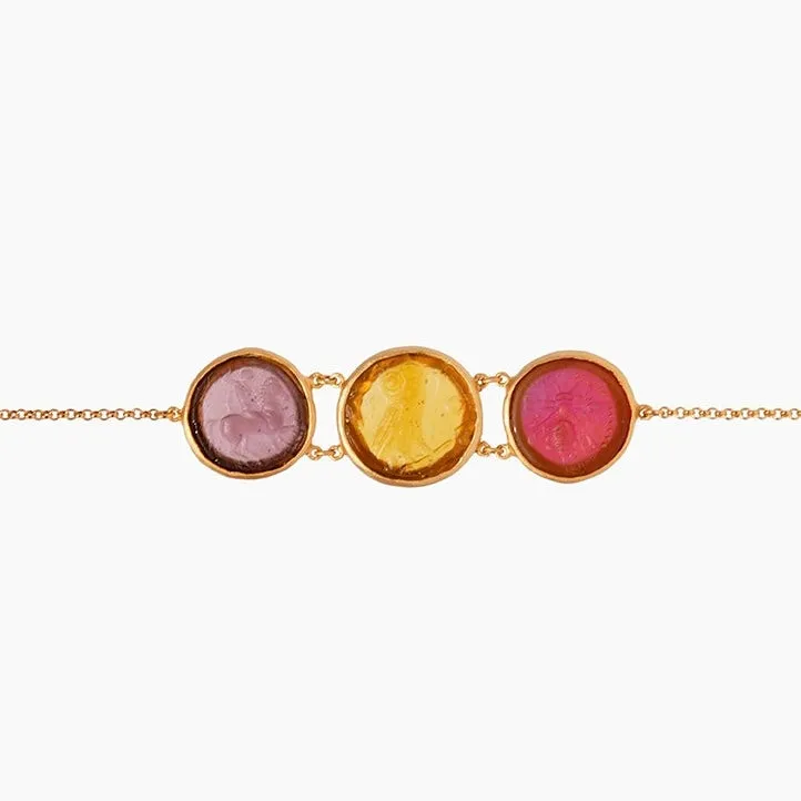 Glass Multi-Coin Motif Bracelet