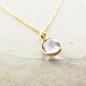 Gold Pink Amethyst Pendant Necklace