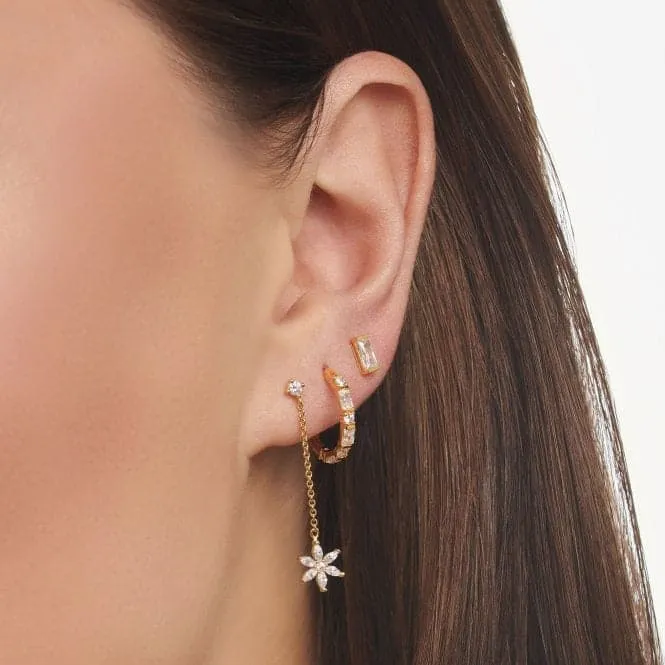Gold Plated Zirconia White Stone Single Ear Stud H2185-414-14