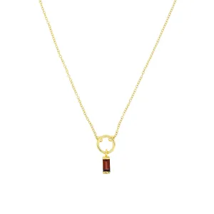 Gold Vermeil Garnet Baguette Necklace