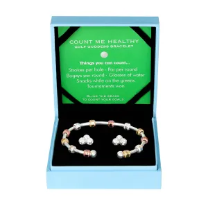 Golf Goddess Gift Set - Silver Tricolor Stroke Counter Bracelet and Crystal Cluster Earrings