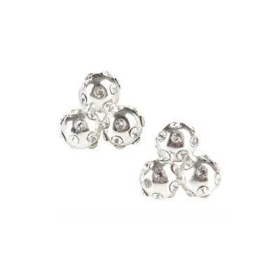 Golf Goddess Gift Set - Silver Tricolor Stroke Counter Bracelet and Crystal Cluster Earrings
