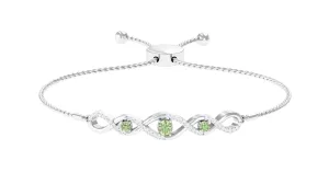 Green Sapphire and Diamond Infinity Bolo Bracelet