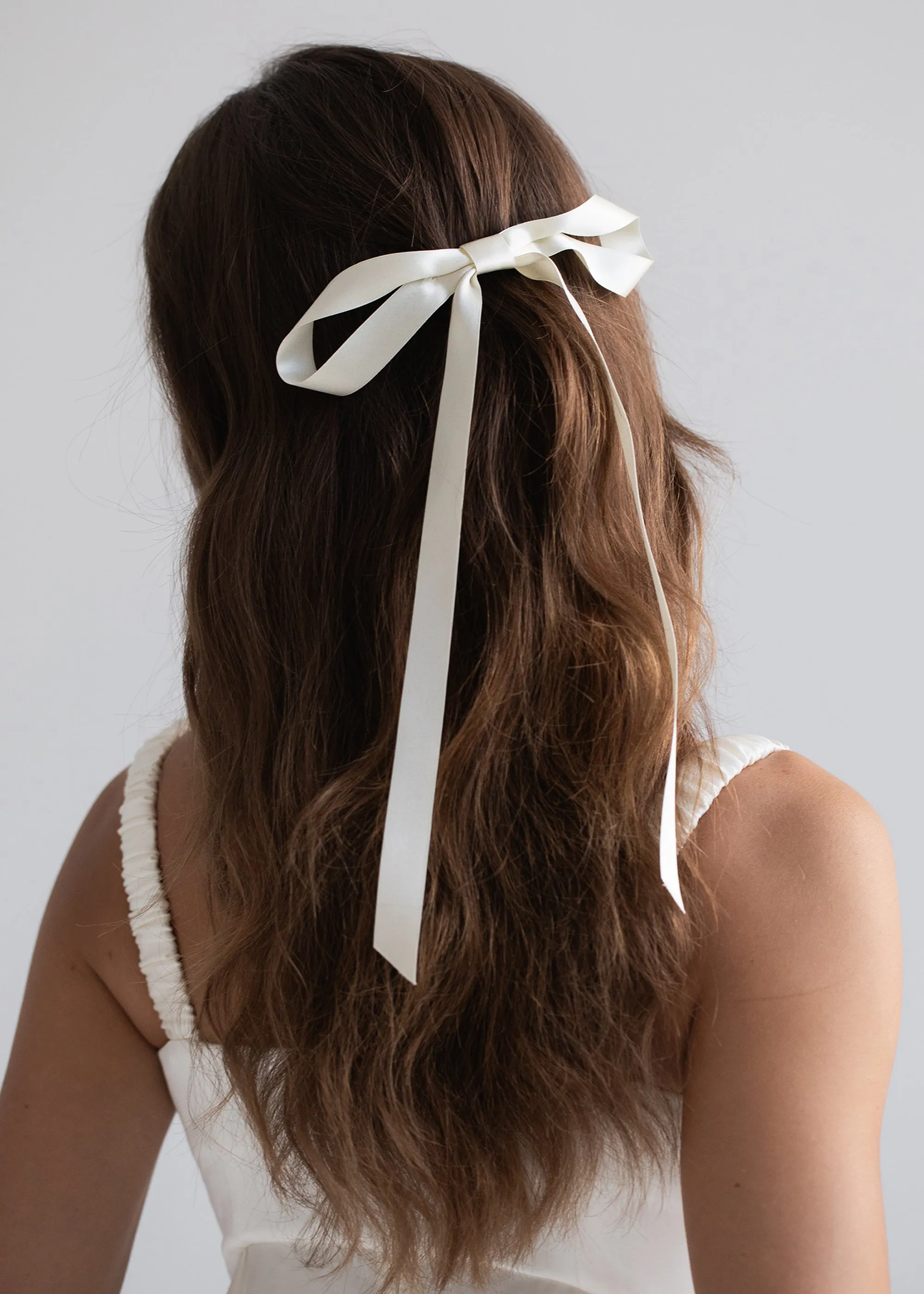 Gretta Bow Barrette -- Cream