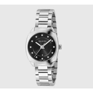 Gucci GG2570 Stainless Steel Black Dial Diamonds 29mm Quartz