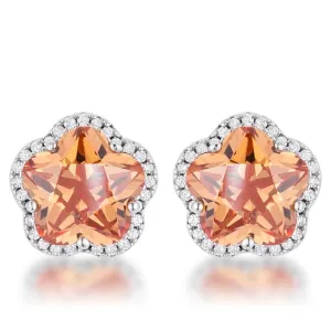 Hagir Flower Champagne CZ Stud Earrings