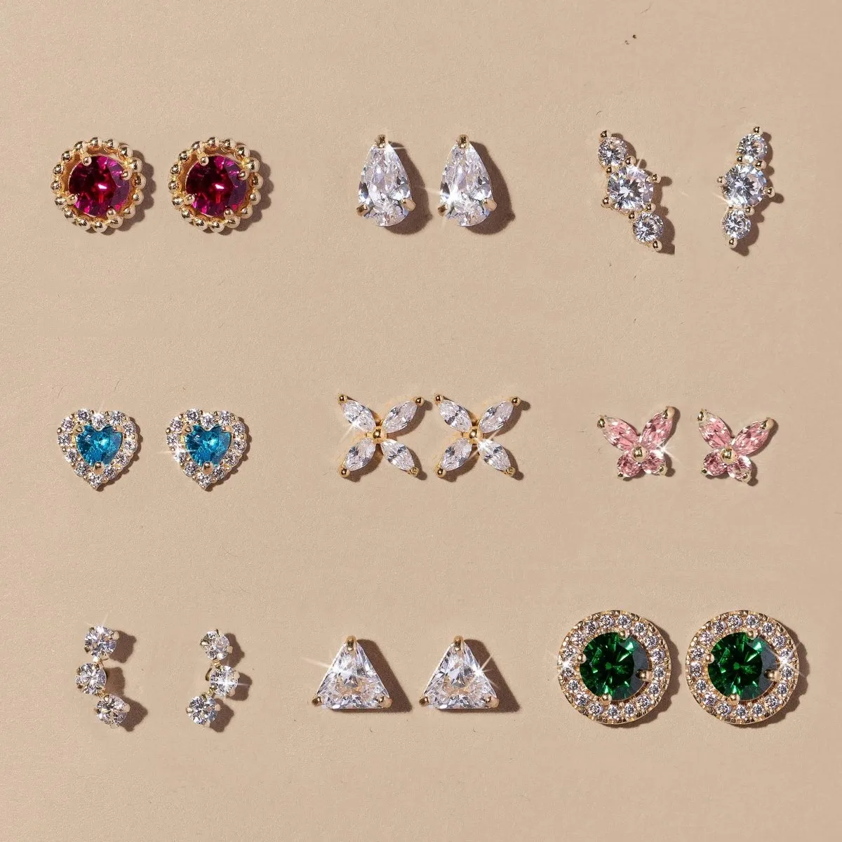 Heart Gemstone Halo Studs Blue Zircon