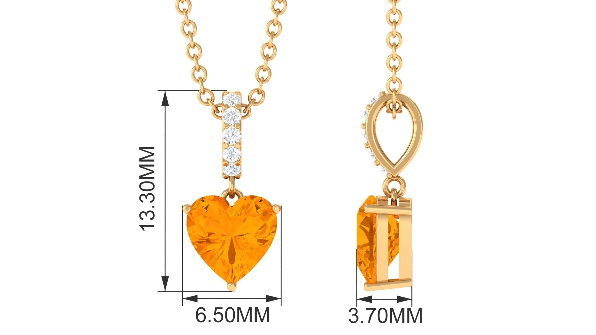 Heart Shape Fire Opal Solitaire Pendant with Diamond Accent Bail