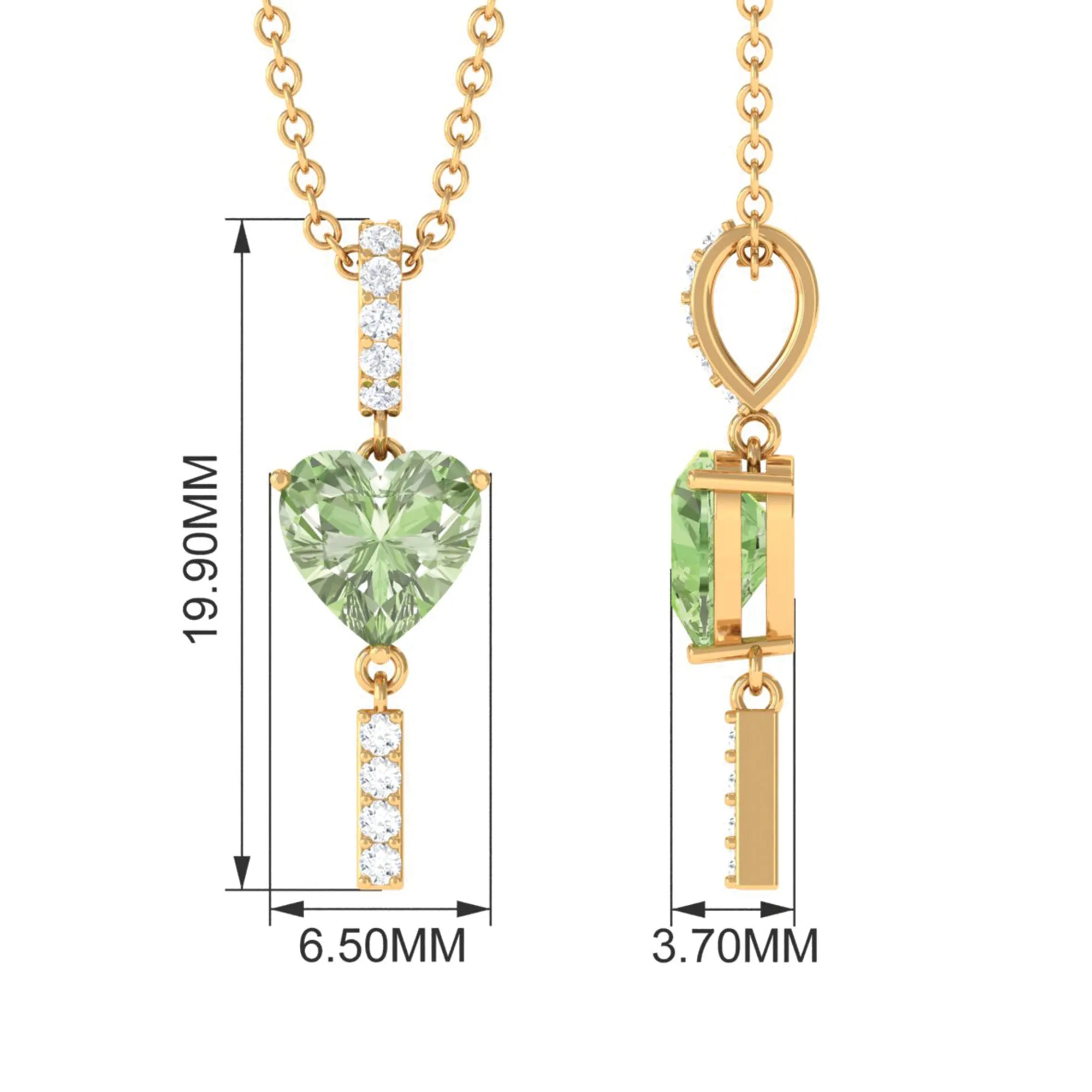 Heart Shape Green Sapphire and Diamond Pendant
