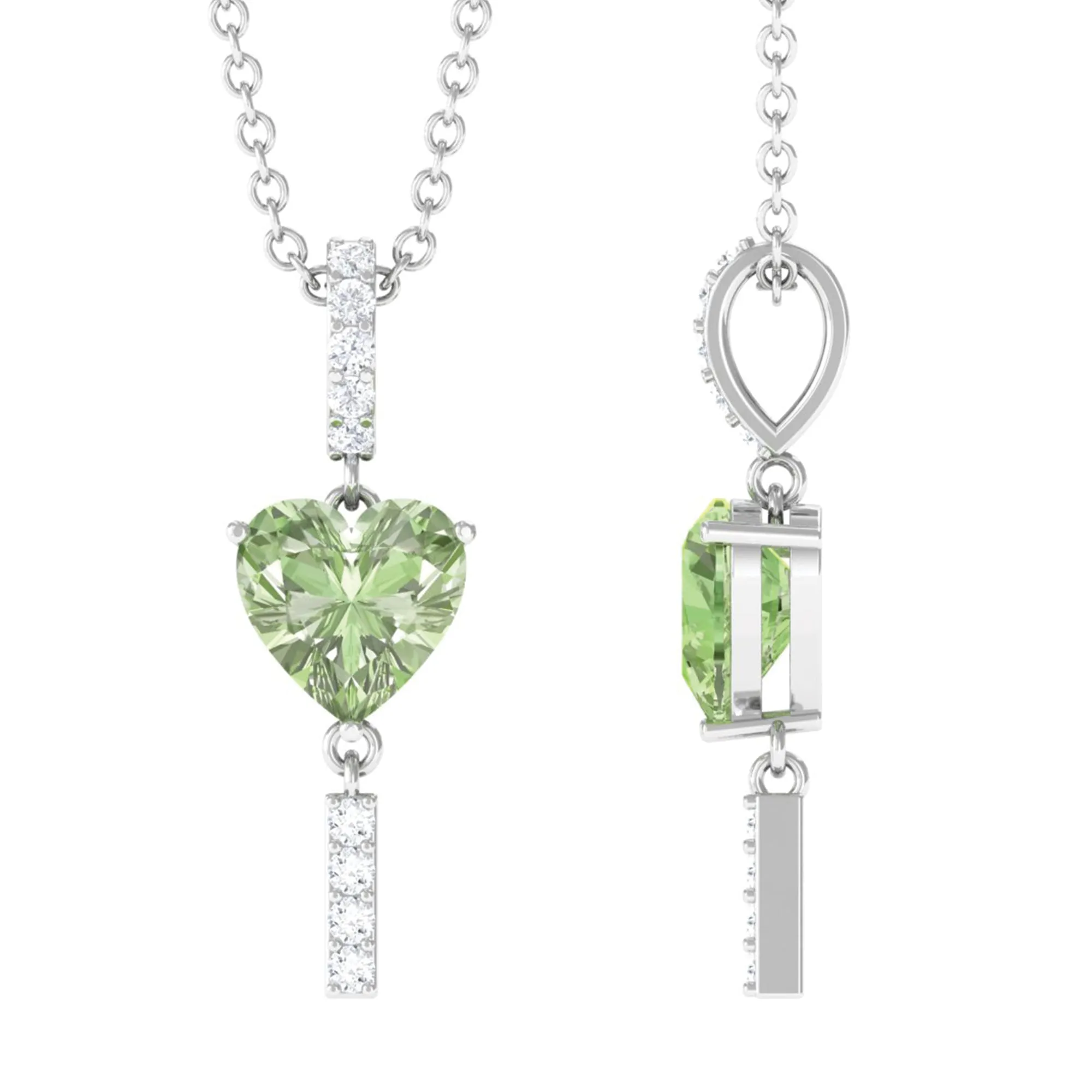 Heart Shape Green Sapphire and Diamond Pendant