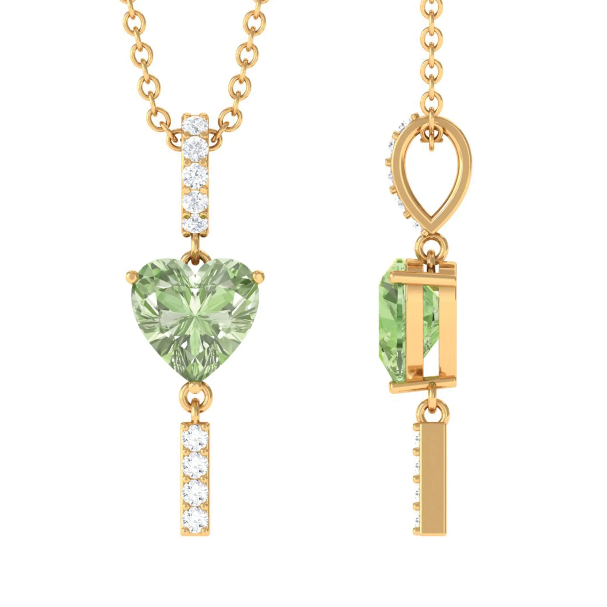 Heart Shape Green Sapphire and Diamond Pendant