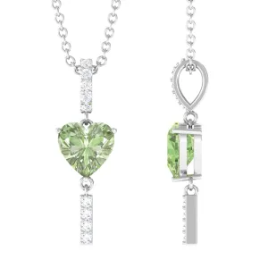 Heart Shape Green Sapphire and Diamond Pendant