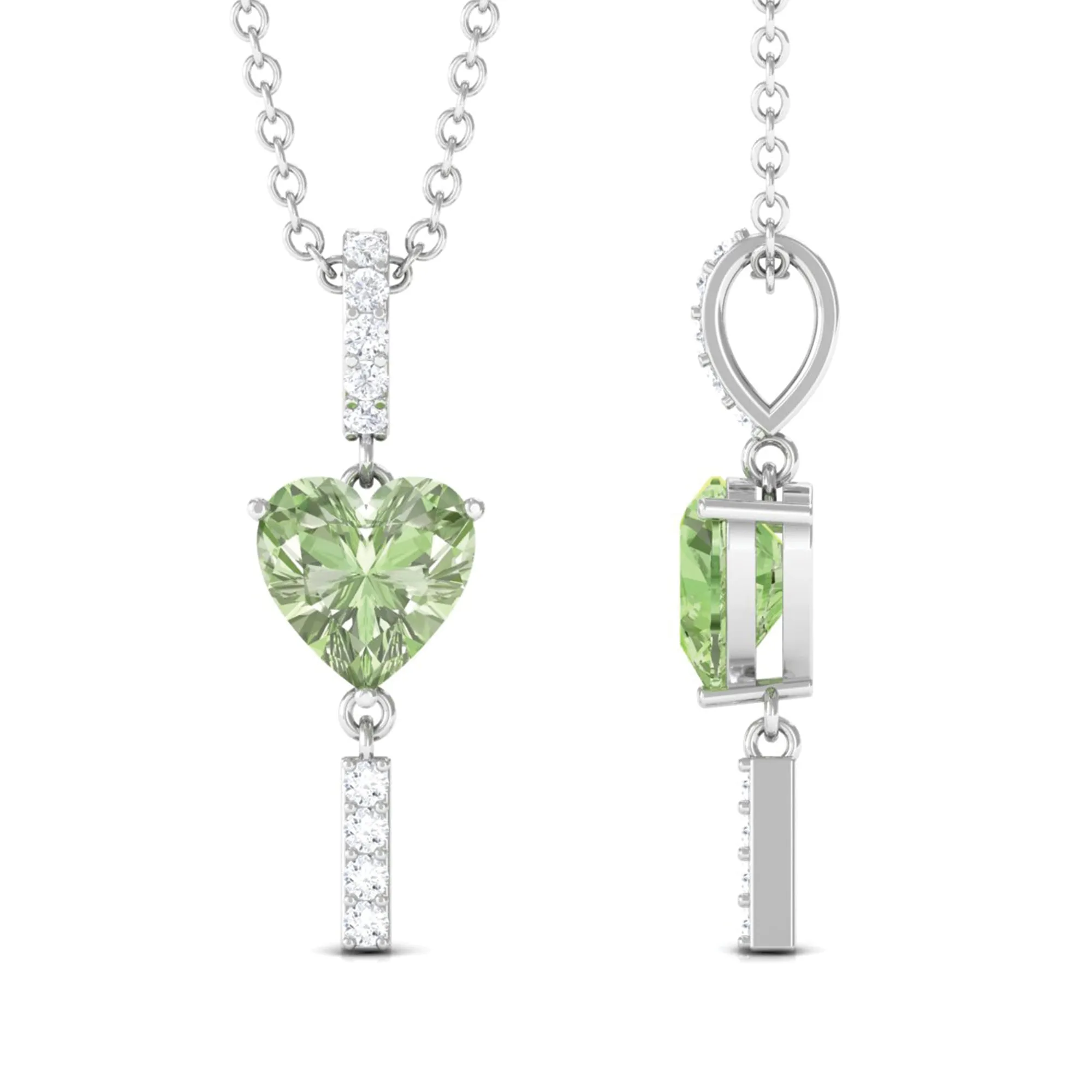 Heart Shape Green Sapphire and Diamond Pendant