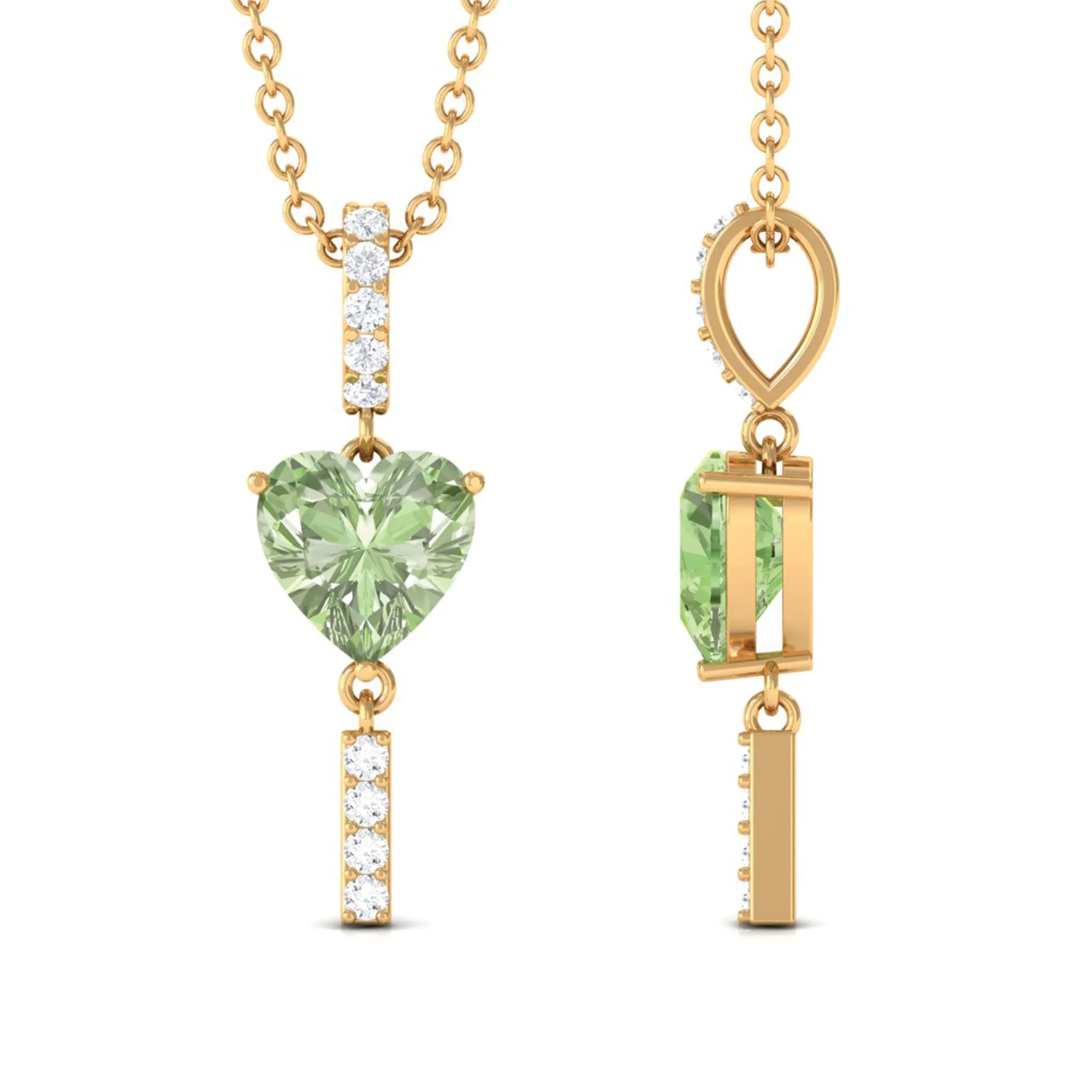 Heart Shape Green Sapphire and Diamond Pendant