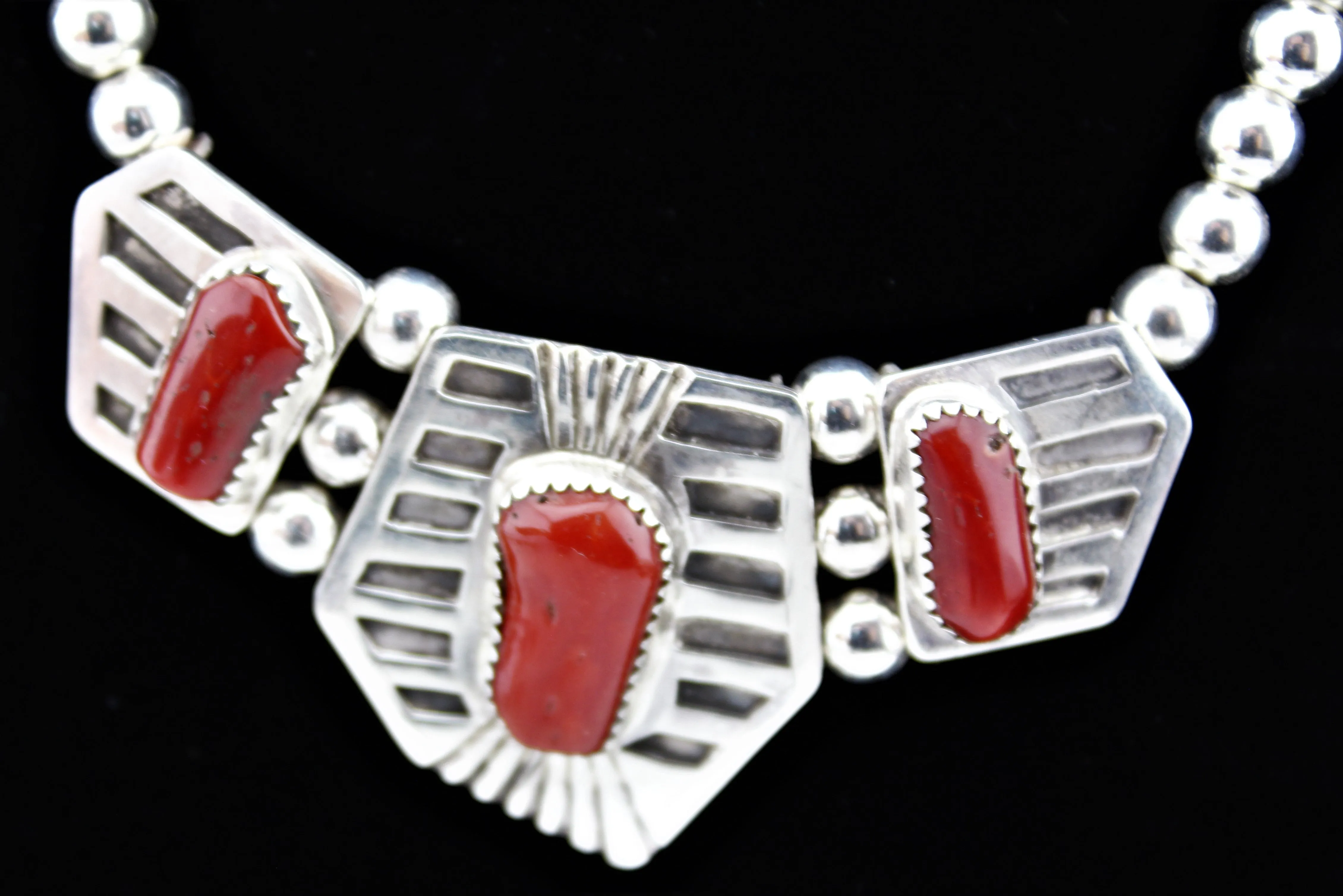 Henry Attakai Sterling Coral necklace