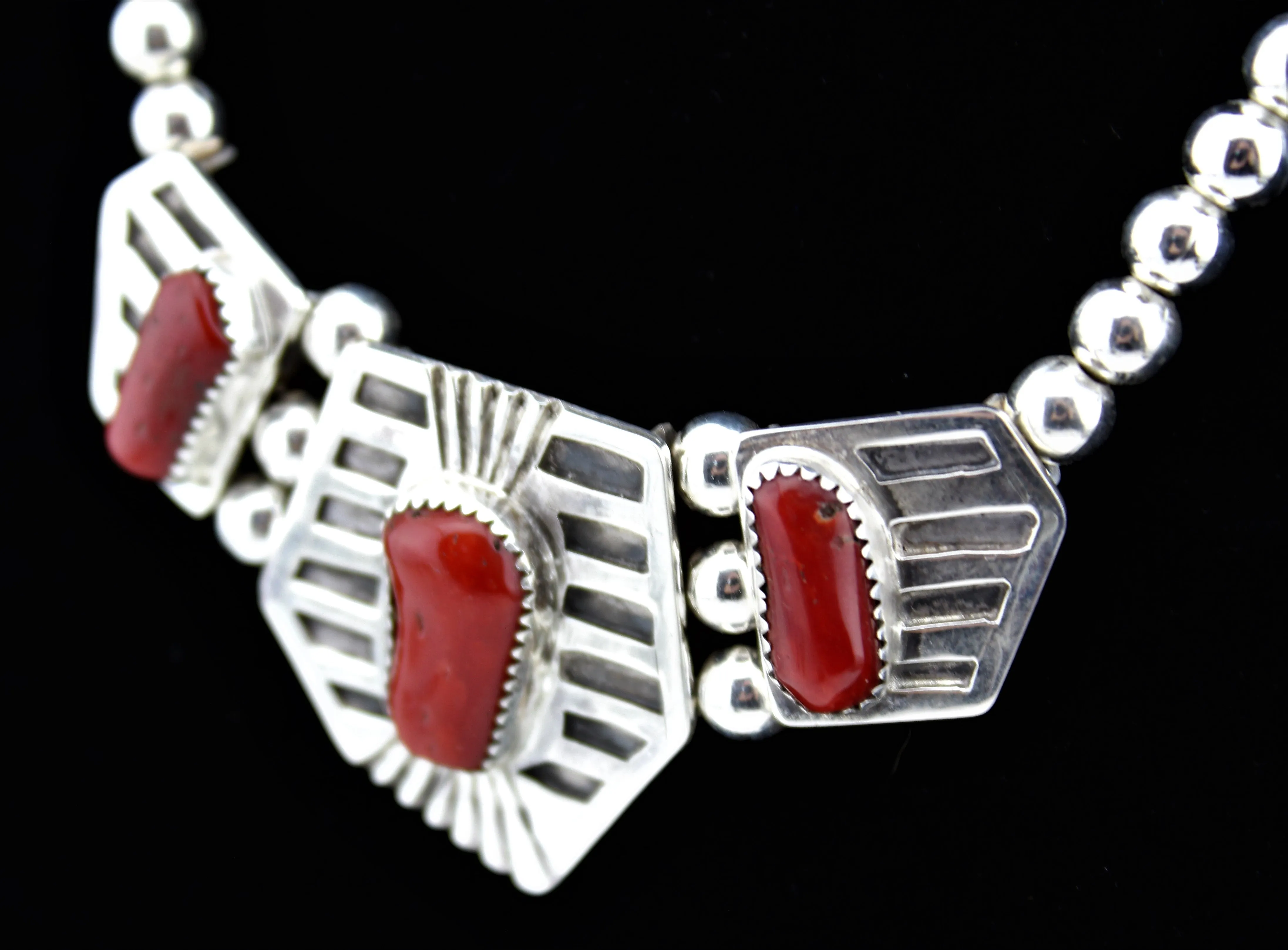 Henry Attakai Sterling Coral necklace