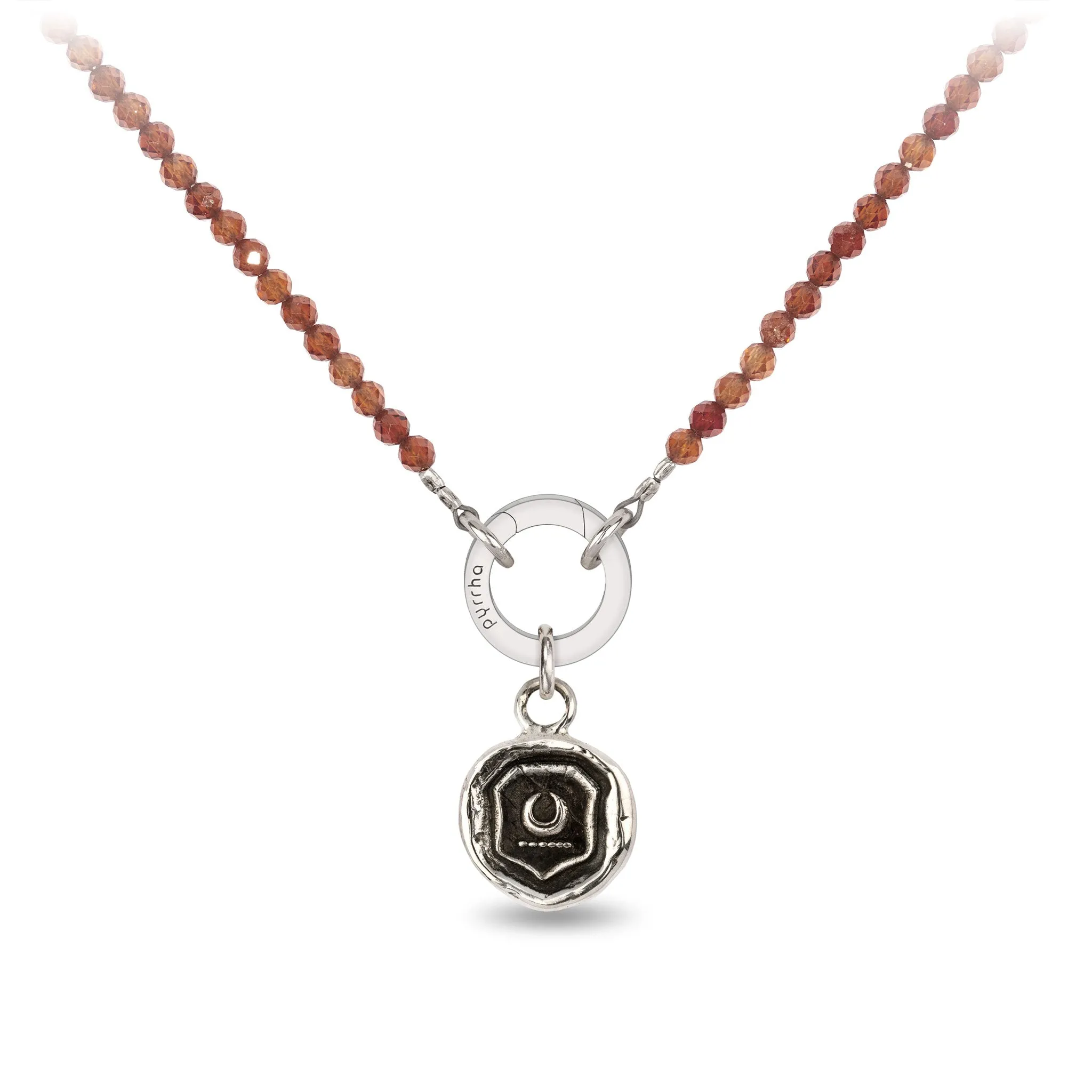 Hessonite Garnet Faceted Stone Choker with Talisman Clip