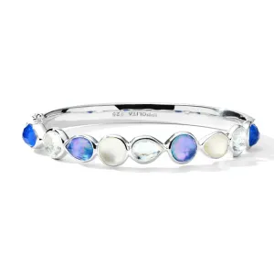 Ippolita Sterling Silver Hinged Bangle Bracelet with Multi Stone