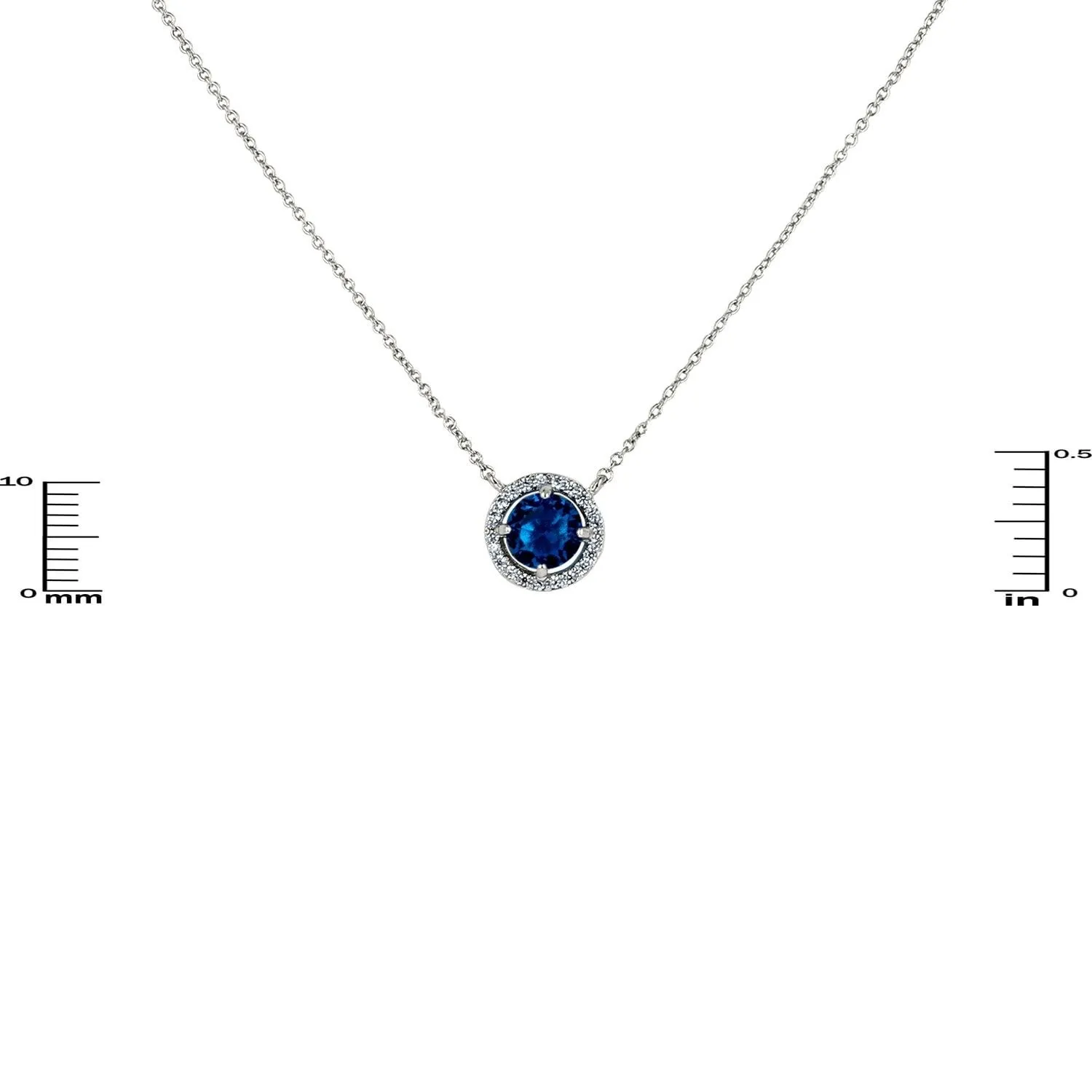 Isla Sapphire Round Halo Pendant –10mm | 1.2ct