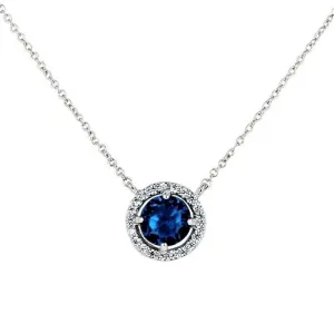 Isla Sapphire Round Halo Pendant –10mm | 1.2ct