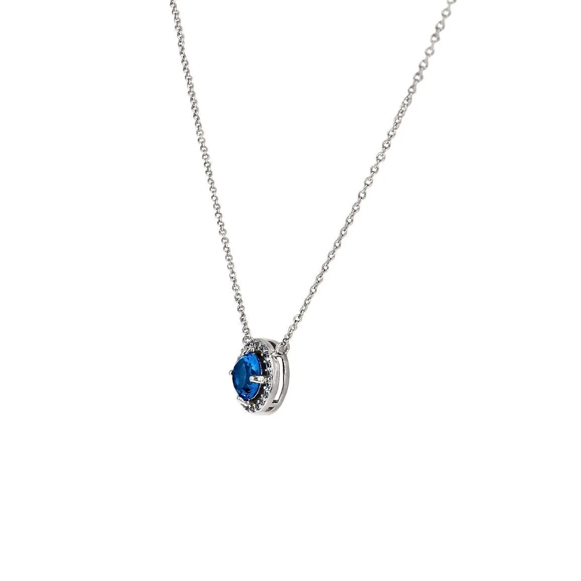 Isla Sapphire Round Halo Pendant –10mm | 1.2ct