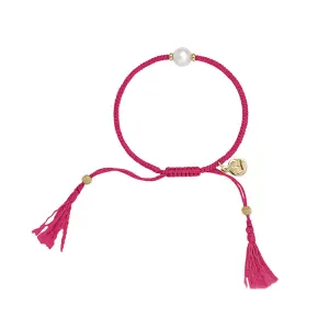 Jersey Pearl Pink Tassel Bracelet