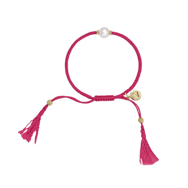 Jersey Pearl Pink Tassel Bracelet