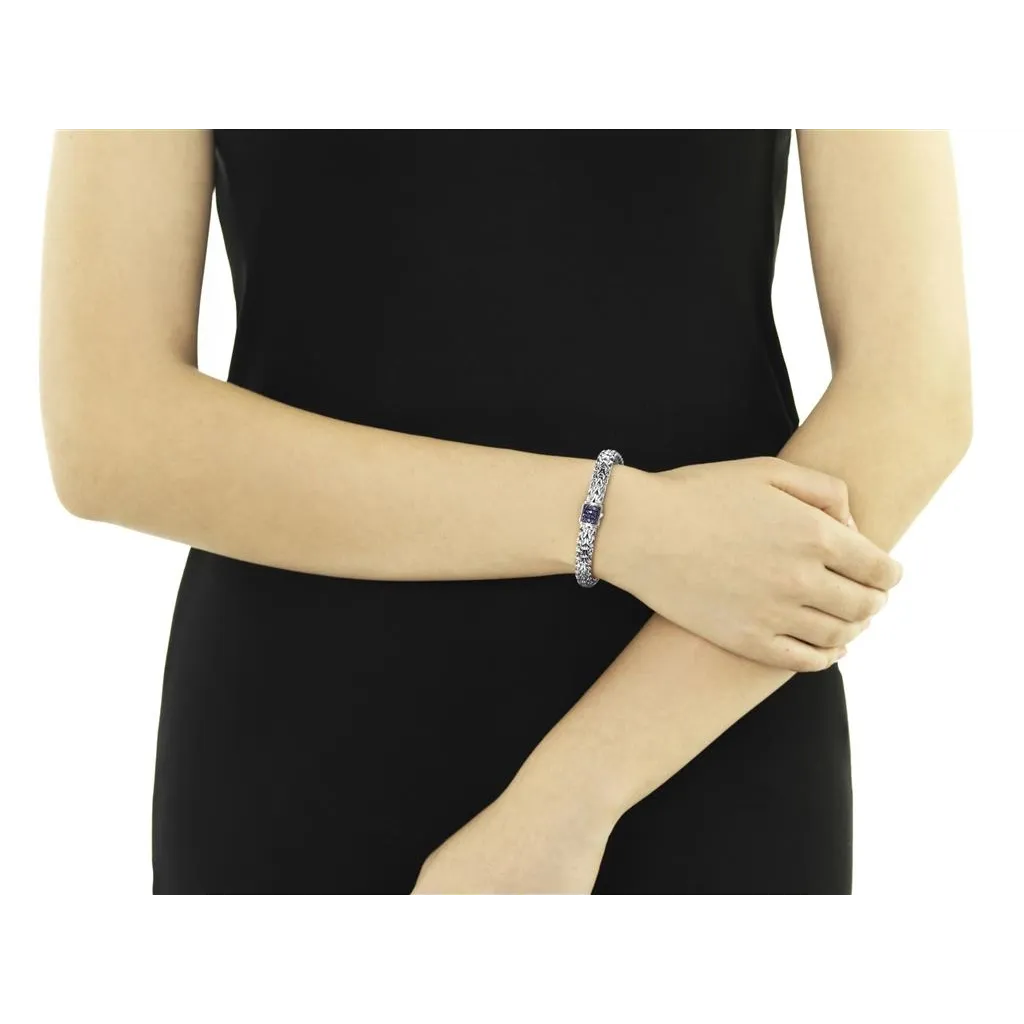 John Hardy Classic Chain Lava Sterling Silver Blue Sapphire Medium Bracelet